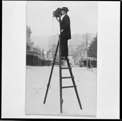 F N Jones on his ladder