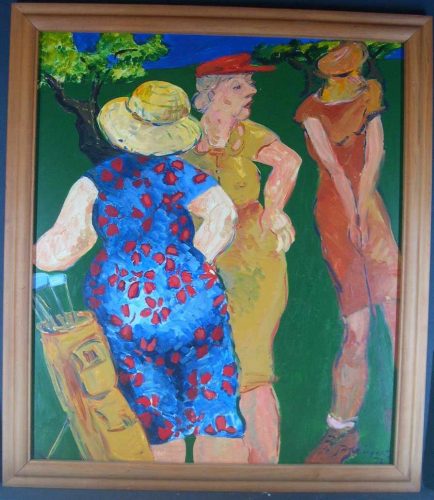 Ladies Day, painting by Jan Evans at the Suter Art Gallery Nelson