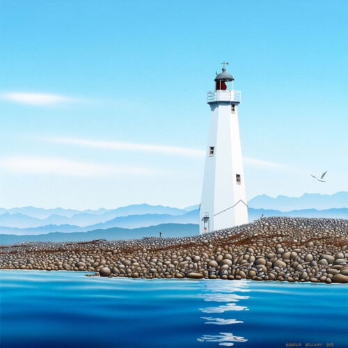 Misty Mountains Behind the Nelson Lighthouse By Michelle Bellamy