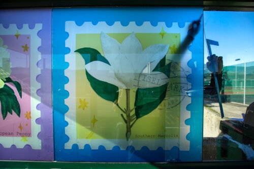 Picture by Tim Cuff - 18 May 2026 - MakeShift Spaces art project at a bus stop in central Stoke, New Zealand.