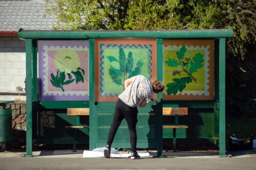 Picture by Tim Cuff - 18 May 2026 - MakeShift Spaces art project at a bus stop in central Stoke, New Zealand.